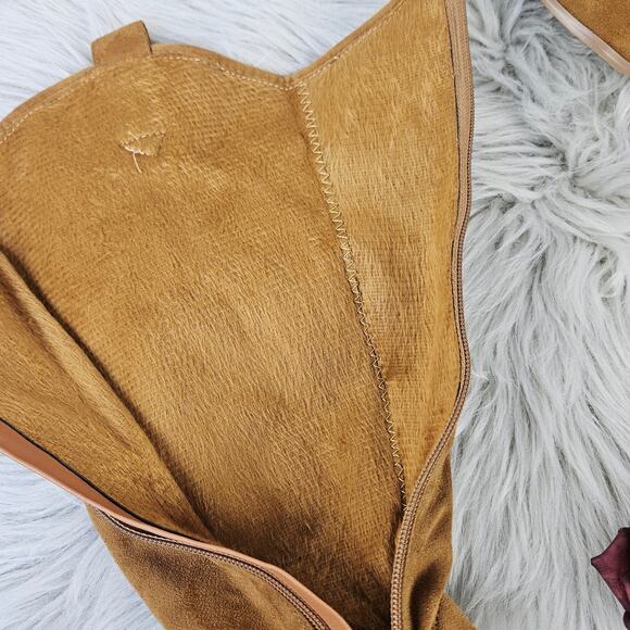 Cherish Lyndsy-11 Suede Knee High Boots Brown Block Heel Western Pointed Toe 5.5 - Picture 9 of 15
